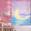 Tapestries rosa färgglada moln starry tapestry universum vägg hängande barnrum sovsal tapestries konst hem psykedelisk kawaii rum dekor r230810