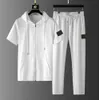 Taş Ceket Adası İki Parçalı Erkek Moda Marka Mektupları Nakış Kısa Kollu T-Shirt ve Gevşek Pantolon Seti Jogging Suit Tasarımcı Kadın Alanı Taş İskası Ceketi