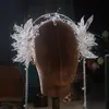 Wedding Hair Jewelry Bride Headwear Saint Girl Crown Glass Tassel Band Light Luxury Atmosphere Fairy Beauty Accessories 230809