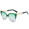 نظارة شمسية 2023 Cat Eye Men Women Rectangle Glasses سلسلة تصميم العلامة التجارية Sun عالية الجودة UV400