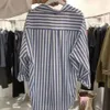 Camisa a rayas para mujer, tendencia superior para estudiantes de estilo otoñal con sentido del diseño