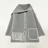 Womens 21FW TOTEME Single-breasted Embroidery Tassel Scarf Wool Loose Coats