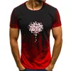 Herr t-skjortor män t-shirt blomma körsbär blommor t-shirt fashionabla svart skjorta tacksägelse dag present toppar plus storlek blommor kläder bomull