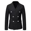 Heren Jassen Blazer Mannen 2023 Lente En Herfst Ashionable Casual Double-Breasted Strepen Revers Slanke Heren Jas