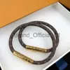 Charm Bracelets With BOX Women Men Leather Bracelets Brown Old Flower Letter Lover's Charm Bracelet Bangle Gold Color Jewelry Accessories 17/19CM Option x0810