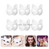 6st blank katt cosplay maskerar tecknad pappersmask vuxen maskerad fest gynnar diy djur mache halloween festival cosplay prop hkd230810
