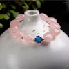 Bracelets en cristal naturel rose en gros de brin perles en forme de coeur avec Bracelet de fleur chanceux pour les femmes cadeau bijoux de beauté