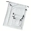 Autres sacs Sacs en toile blanche avec cordon noir Impression personnalisée de haute qualité Pochettes en coton cadeau 10x15 / 18x23 / 29x39cm 230809