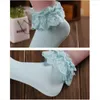 Kadın Çoraplar Cuhakci Dantel Fırfır Fırfırlı Ayak Bileği Moda Hollow Harajuku Güzel Sevimli Vintage Retro Froral Lady Beyaz