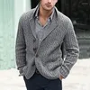 Herrtröjor casual Slim Mens Jacket Fall Winter Vintage Solid Long Sleeve Crocheted Knit Sweater Coat Men Leisure Stick Cardigan