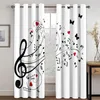 Curtain Modern Black Guitar Notes Instrument Piano Thin Window Curtains For Living Room Bedroom Decor Drape 2 Pieces