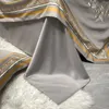 Altın Gümüş Kahve Nakış Lüks Yatak Seti Kraliçe Kral Kral Boyut Boy Yatak Ketenleri 4pcs Pamuk İpek Yorgan Kapak Setleri Bed2692