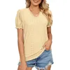 Kobiety Polos Spring i Summer Solid Lace Splice Princess Sleeve Hollow T-shirt T-SHIRT