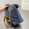 2023 Luxurys designer shoulder bag women crossbody bags casual LOULOU purse fashion denim handbags ladies metal gold chain clamshell messenger thread tote bag