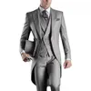 Męskie garnitury Blazers Custom Classic Grey Morning for Men Slim Fit Prom Wedding Groom Tailreat Biała lapa blezerowe spodnie 3 sztuki 230809