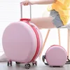 Sväskor 2023 Boarding Suitcase Female 20 "/14" Hand Makeup Case ABS Trolley Bagage Universal Wheel Sale Round Set
