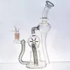 Glas kleurrijke windmolen Dab rig tornado recycler Hookah Bong Dikke helder glazen waterpijp koperen olieligingen pot met 14 mm gewrichtskom