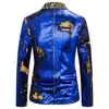 Ternos masculinos Blazers Luxo Royal Blue Sequin Glitter Blazer Jaqueta Homens Flor Lapela 2 Cores Conversão Blazers Mens Nightclub Stage Cantores Custmes 230810