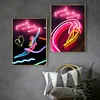 Neon Big City Tela Painting Lights Street Lights Poster e stampe Art Wall Art Nordic Picture Cuadros Cafe Bar Bar Decorazioni soggiorno senza cornice wo6