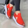 Strap Sandals Buckle Toe schoenen Peep Wedges Dames Casual douche voor vrouwelijke glijbanen 197