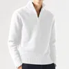 Camisolas masculinas de manga comprida fina com zíper gola alta de malha pulôver outono inverno lazer camisola de malha sólida roupas masculinas