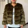 Kurtki damskie LHXDW Winter Winter Artificial Fox Fur Płot Fashion Fluff Faux Fur Płaszcz Krótki rękaw i długie rękawie Fut Fur Fal Fur J230810