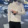 Black/White Autumn Winter Warm Long Sleeve Golden Velvet T-Shirts Men Clothing 2022 Slim Fit Casual Turtleneck Tee Shirt Homme