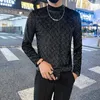 Black/White Autumn Winter Warm Long Sleeve Golden Velvet T-Shirts Men Clothing 2022 Slim Fit Casual Turtleneck Tee Shirt Homme