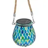 Mosaik Solar Lantern Glass Mason Jar Lamp utomhus hängande lampor LED -bordslampor Lawn Garden Decor