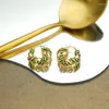 Boucles d'oreilles cerceau exquis 18K plaqué or boucle d'oreille pour les femmes à la mode vert Zircon oreille anneau Ins Punk 2023 bijoux de mode