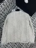 Women's Jackets Designer 2023 Early Autumn New Small Fragrant Round Neck Fine Plaid Off White Woolen Woven Coat for Women F2PM