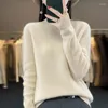 Kvinnors tröjor stickade ulltröja Kvinnor Toppar Hack Neck Lång ärm Casual Regulai Fit Basic Pull Femme Autumn Clothhe Pullover Jumper