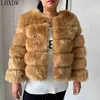 Kadın Ceketleri LHXDW Kadın Kış Yapay Tilki Kürk Moda Kalıplı Kürk Matap Kısa Kol ve Uzun Kollu Tilki Kürk Ceket J230810