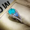 バンドリング2022 New Exquisite 925 Sterling Silver Paraiba Tourmaline Ring