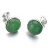 Boutons de manchette boutons de manchette en opale de luxe Lowkey pour hommes couleur or plaqué haute qualité marque rond vert oeil de chat liens en pierre cadeau 230809