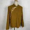 チベットの衣類の男性刺繍綿リネンシャツQinghai-Tibet Plateau Region Ethnic Coat Guozhuang Performance Top Apparel