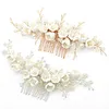 Wedding Hair Jewelry 2023 Pearl Porcelain Flower Comb Po Bride Headwear Handmade Accessories Wholesale 230809