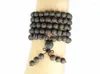 Strand Nature Volcanic Lava 8mm Gem Stone Buddhist 108 Beads Prayer Mala Multi-Purpose Stretchy Bracelet Necklace 2Strands/Pack