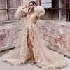 Women's Sleepwear Champagne Bridal Prom Dress Fluffy Tulle Dresses For Women Long Sleeves Wedding Party Gown Boudoir Pajamas Maternity Robe