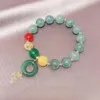 Strand Etnische Geweven Hand Touw Kwastje Groene Kalebas Emerald Armbanden Jade Armbanden Kraal Vrouwelijke Ketting Vrouwen