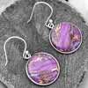 Dangle Earrings Vintage Round Purple Turquoise Statement Unique Artisan Handmade Jewelry