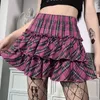 Skirts Pink Skirt Japanese College Style Youth Girl Plaid Skirt Female High Waist Slim Lolita Cosplay Y2k Skirt Goth Skirt 230810