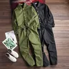 Męskie spodnie kombel Lapel Long Rękaw Lose hip hop swobodny wygodny ładunek streetwear zielony czarny kombinezon proste spodnie