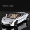 Diecast Model Car 1 24 McLaren 720s Spider Spider Model Model Diecast Sound Super Racing While Tail Wheel for Kids 230809