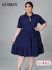 Robes de taille plus de la taille de la mode Robe de chemisier décontracté élégant fêtard ruché dames pour femmes 2023 vestidos de bureau de bureau d'été 5xl 230810