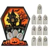 Decorative Objects Halloween Advent Calendar Home Decorations Wooden Crafts Bedroom Haunted House Desktop Decoration Accessories Coffin 230809