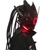 Rury Dreadlocks Cyberpunk Mask Cosplay Shinobi Mask Forces Sił Samuraj Maski Trójkąt Projekt EL z LED Light HKD230810