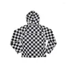 Felpe con cappuccio da uomo BOB DONG Motociclista Black White Check Track Style Felpa con cappuccio con zip TALON Giacca vintage Amekaji