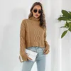 Women's Sweaters Solid 2023 Twist Turtleneck Short Sweater Women Loose Ladies Autumn Winter Tops Long Sleeve Knitted Soft Warm Pullover