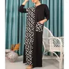 Vêtements ethniques Patchwork Mode Géométrie Imprimé Maxi Robes Femmes À Manches Longues Robe Décontractée O-col Robe Lâche Musulman Poche Abaya